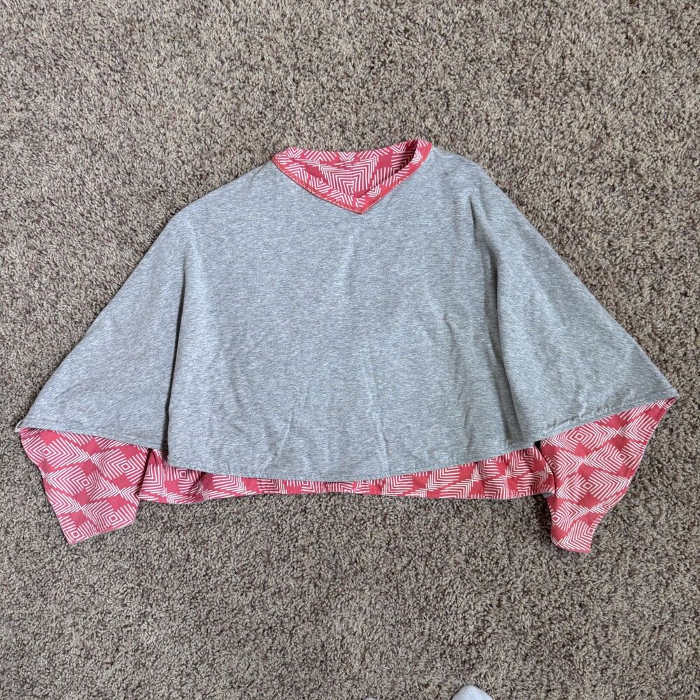 calzico girl ONE SIZE poncho cape reversible coral gray